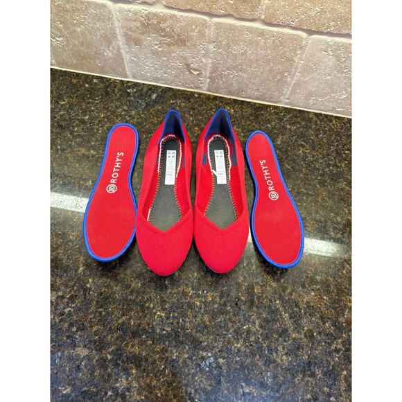 Rothy’s The Round Toe Flat Bright Red Size 9.5 EUC